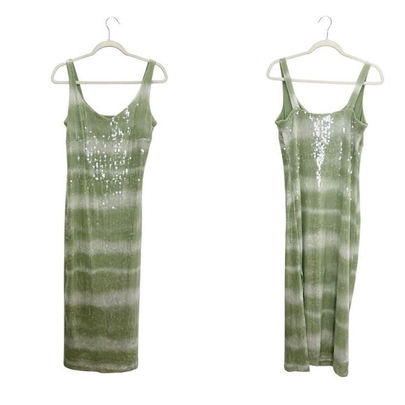 Caroline Constas Mint Ombre Sequin V-Neck Sleeveless Midi Dress - Picture 6 of 9
